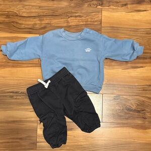 Kids Blue Sweatshirt and Black Joggers Set